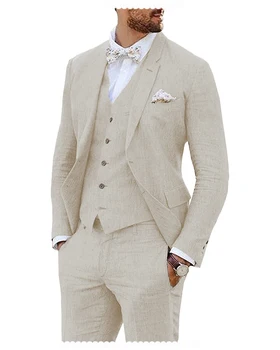 Най-новият мъжки костюм от 3 теми, бельо оборудвана всекидневен костюм за сватбата, класически смокинг на младоженеца, мъжки костюм (сако + жилетка + панталони)