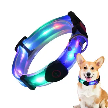 Нашийник за кучета с led задно осветяване, водоустойчив светещи нашийници за домашните любимци, акумулаторни нашийници за кучета с led подсветка, които предпазват от атмосферни влияния нощни светлини за кучета