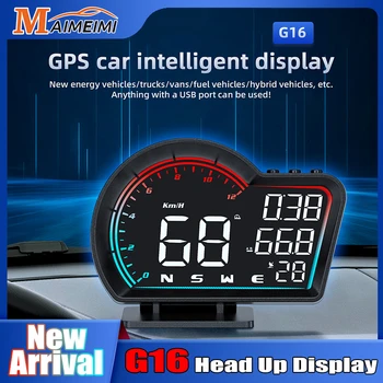 Нов GPS G16 Главоболие Дисплей За Всички Автомобили Цифров Скоростомер HUD Щепсела и да Играе Голям Шрифт Аксесоари За авто електроника Скорост