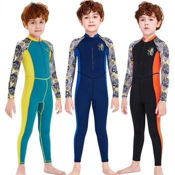 Нов детски бански, слънцезащитен крем за момчета, быстросохнущий костюм на медуза, среден и голям размер, с дълги ръкави, вграден бански