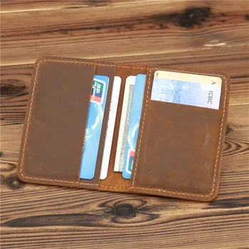 Нов Мъжки Портфейл-Визитница Кожена Минималистичен Персонализирани Малък Тънък Портфейл Slim Mini Credit Card Bank ID Card Holder Wallet