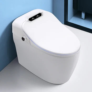 Нов прием на предсказуем тоалетна one piece tankless s-trap керамични умен тоалетна чиния с ножным на горивото, автоматично промиване на интелигентни казанчета