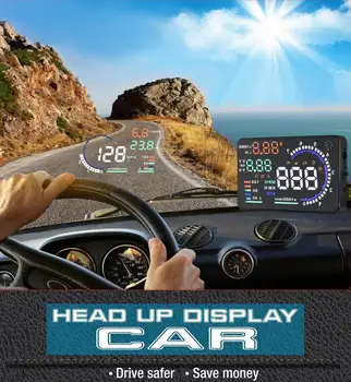Нов Проектор Предното Стъкло HUD OBD2 HUD Car Head Up Display 5.5' LED OBD Scanner Speed Fuel Warning Alarm Data Инструмент за Диагностика