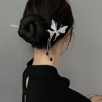Нова метална шнола-пеперуда с кристали антични за жени с дълга коса, шнола във формата на рамка за жени, елегантни аксесоари за коса