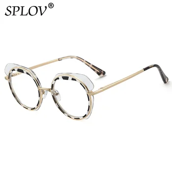 Нова мода Ретро TR90 Метални кръгли дамски слънчеви очила в рамка двойна цветове с неправилна форма Женски оптични очила с анти-синя светлина UV400