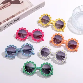 Новата фестивална парти за защита от слънцето с кръгли рамки и цветни слънчеви очила, детски слънчеви очила Daisy