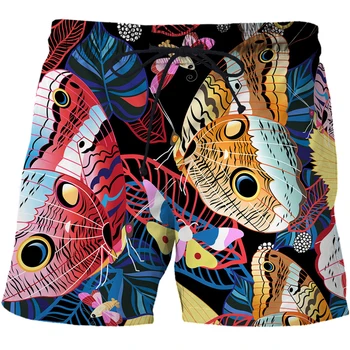 Нови шорти за плуване, мъжки ежедневни летни шорти Masculina, свободни панталони с абстрактен модел, Хавайски принт еластичен колан, плажни шорти за къпане