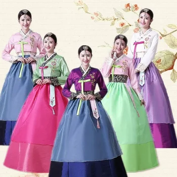 Ново дамско традиционната Корейска рокля Ханбок Корейски Народен живописна танцов костюм Корейски традиционните костюми Ханбок Корейска рокля