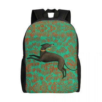 Обичай художествен раница Sihhound Greyhound Flowers за мъже и жени, модерна чанта за книги за университета, Ученически чанти за кучета