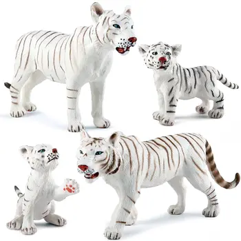 Образователна играчка за ранно обучение на природата, имитирующая семейство Бели Тигри, реалистични модели на тигри, фигури на диви животни