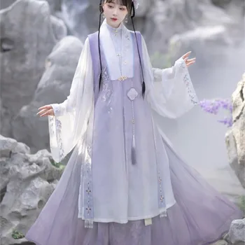 Оригинален костюм Мин Ханфу, Дамски фея, пола с конете муцуна в древнекитайском стил, Дълга козина, пролетта и есента рокля Mamian