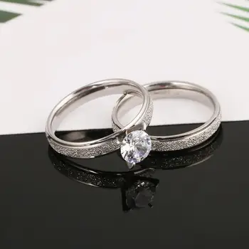 От неръждаема стомана, сребро цвят пръстени за жени, мъже полиран годежен обещание за бижута 