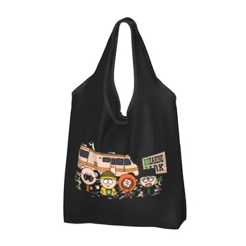 Пазарски чанти за многократна употреба Breaking Park за продукти, сгъваеми мультяшные хранителни чанти Southpark, миещи големи чанти-тоут