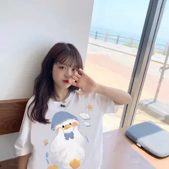 Памучен лятна Корея, модна тениска за жени, тениски, ежедневни сладък дрехи, блузи с графичен модел на рожден ден, Harajuku Kawaii Момиче 2022
