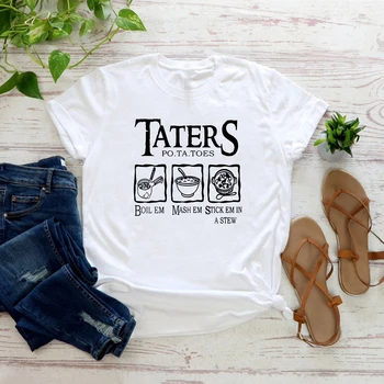 Памучни дамски тениски Taters, тениски с графичен дизайн, градинска облекло, подарък за любителите на филми