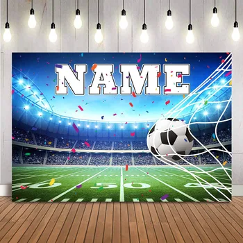 Персонализиране на фона на име сам за момче на рождения Ден на Футбол Футболно игрище Спортен фон за персонализация на банер за декорация рожден Ден