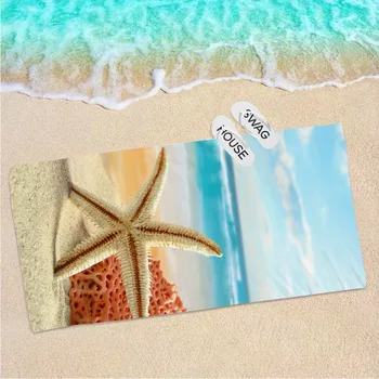 Плажна плажна кърпа с морската звезда, след серия от плажни кърпи за плуване, Быстросохнущее Впитывающее кърпи за баня, кърпа от микрофибър