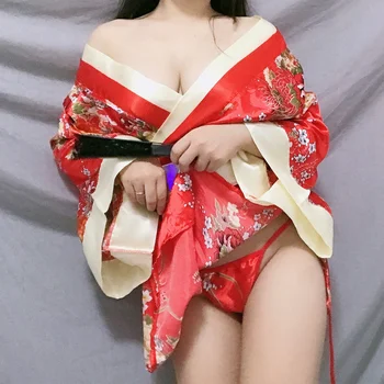 Плюс Размер Секси Cosplay Японското Кимоно Униформи Чонсам Мини рокля бельо, Еротични Костюми Облекло Еротика Пижами