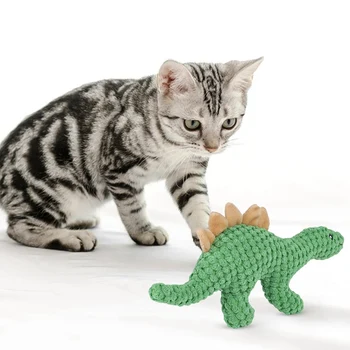 Плюшен играчка-котка под формата На динозавър, Меки самовосстанавливающиеся играчки, Интерактивни играчки, Скрежещущая зъби, Играчки за дъвчене на палеца, Стоки за домашни любимци
