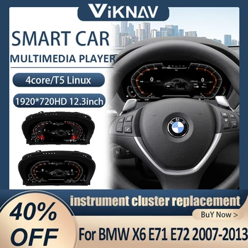 Подмяна на арматурното табло ViKNAV За BMW X6 E71 E72 2007-2013 Linux 12,3-инчов цифров скоростомер за автомобил на Екрана LCD HD