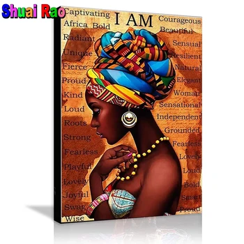 Портрет на африканската жените, Направи си САМ, 5D, Определени за диамант живопис, Пълна тренировка, фотография, Изработени по поръчка, Модел за диамант бродерия, пайети, домашен Декор