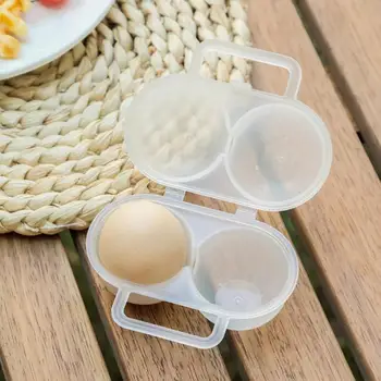 Преносим кутия за съхранение на яйца, 2 окото Здрав Пластмасов контейнер за съхранение на яйца Спестява място В хладилника Опаковка на яйца с фиксирана дръжка