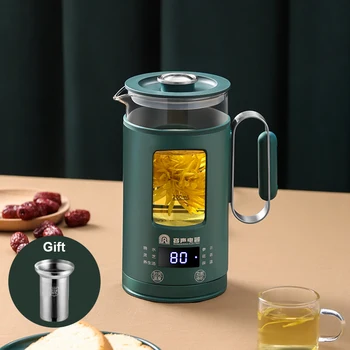 Преносими Електрически чайник, Многофункционална тенджера за опазване на здравето от неръждаема стомана със стъклен плат, чайник за варене на топъл чай, топла вода