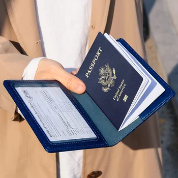 Притежател на паспорт, пътна чанта, тънки пътни принадлежности, джобен формат за паспорт, калъф за паспорт от изкуствена кожа с водоустойчив отделение за карти памет