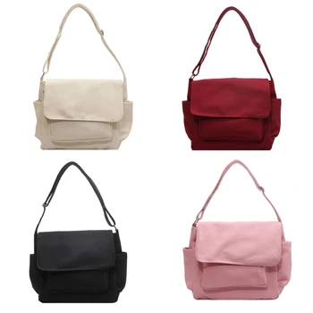 Проста и здрава холщовая чанта, чанта през рамо в японски стил, за да учат или работят