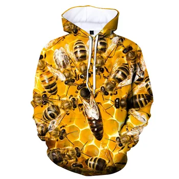 Пчеларят Новост Качулки с пчели За мъже и жени Hoody с 3D принтом Забавно hoody Harajuku Оверсайз Harajuku Модни върхове Little Bee