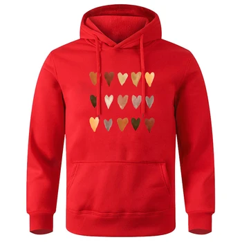 Различни цветове акварельных картини Love Shape Мъжки ежедневни модерен пуловер с качулка, свободна hoody Оверсайз, класическа ретро-hoody