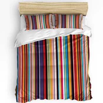 Разноцветни ленти в мексикански стил, комплект спално бельо от 3 бр. за спалня, двойно легло, домашен текстил, чаршаф, Чаршаф, Калъфка за възглавница