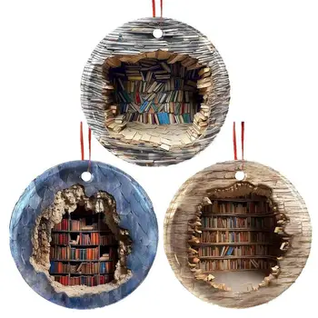 Реколта Коледно Дърво bookshelf Окачен Украшение Любим Декор на 3D bookshelf Висулка Коледна Висулка Коледно Дърво Украшение