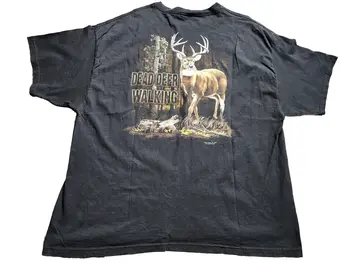Ретро мъжка тениска 2XL Dead Deer Walking Buck Носете Двустранен