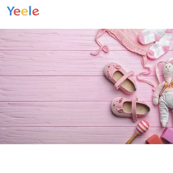 Розови дървени апликации, играчки, дрехи, фотозона, фонове, за снимки на новородени, Потребителски фотографски фонове за фото студио