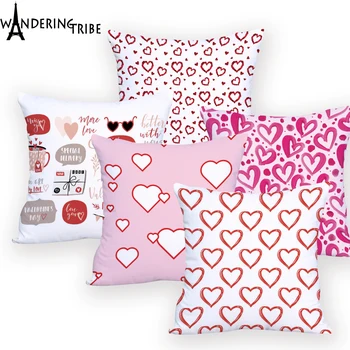 Розови калъфи за възглавници, декор за възглавници за легло, Геометрични възглавници за писма, Декоративни възглавнички с принтом по поръчка