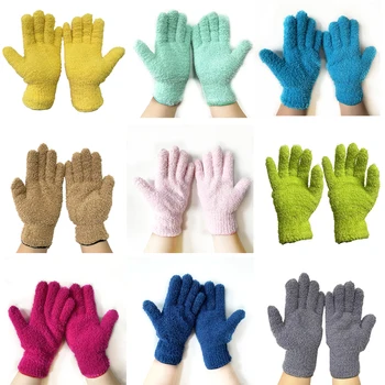Ръкавици за миене и почистване от мек микрофибър, ръкавици за отстраняване на прах с автомобил, ръкавици за миене на колата, ръкавици за миене и почистване, Коралови кадифе плетени ръкавици