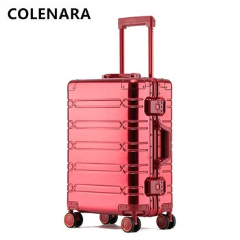 Ръчния багаж COLENARA 29-инчов калъф за колички от алюминиево-магнезиева сплав, мъжки 20-инчов посадъчен кутия на колела, куфар количка