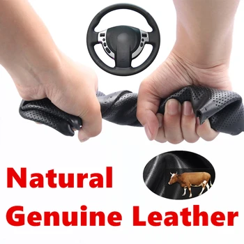 Ръчно шиене на Седалките На Волана от Естествена Телешка Кожа за Nissan Qashqai 2007-2013 Измамник 2008-2013 X-Trail NV200 Sentra