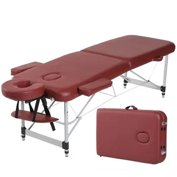 Сгъваема масажна легло от алуминиева сплав 185 * 60 см, с калъф за носене, масажни маси за спа-салон за красота, обзавеждане за салон с регулируема височина