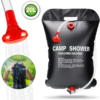 Сгъваема чанта за душата на слънчева батерия с обем от 20 Литра, торба за вода за вани на открито, Компактни Чанти за душ с подово, Аксесоари за почистване на басейн
