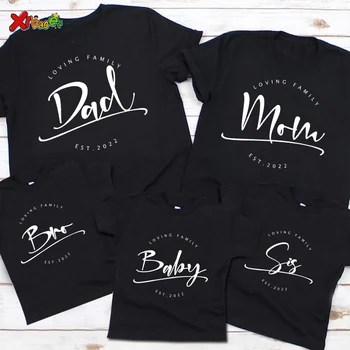 Семеен Тениска за Рожден Ден, Изработени По Поръчка, Тениска На Годишнина от Семейство, Фамилия, Върхове, Подходяща Риза, Произведено По Поръчка на Името на Детето, Гащеризон За Мама, Татко, Бебе