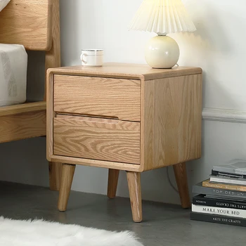 Скандинавски малка странична масичка в японски стил на Мебели за спалня с двойна кутия шкафче бял дъб нощно шкафче нощно шкафче от масивно дърво