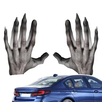 Страшни лепенки за прозорци на коли Авто Зловеща Стикер с надпис Horror Halloween Светия Hand Eyes PVC, Водоустойчив Светоотражающая Стикер на прозореца на колата