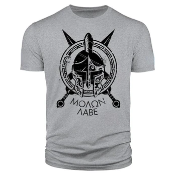 Тениска Spartan Warrior Molon Labe с флага на сащ, 100% Памук, С Кръгло деколте, Лятна Ежедневната Мъжка тениска С Къс ръкав, Размер S-3XL