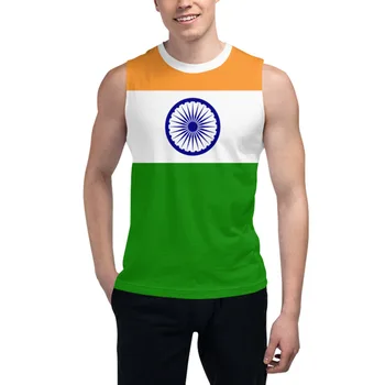 Тениска без ръкави, с флага на Индия, 3D Мъжка тениска за момчета, тениски за фитнес зали, джоггеры за фитнес, баскетбол тренировъчен жилетка