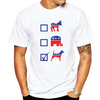 Тениска с куче, за да гласуват за демократите, Камизас, мъжки памучен тениска, зашити на поръчка за Коледа, Евтини тениски с обикновен покрив.