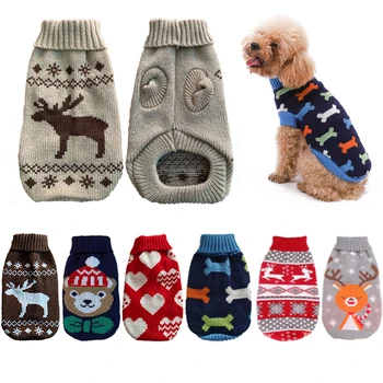 Топъл пуловер за домашни кучета, зимни дрехи за кучета малки и средни кучета, вязаное палто за кученца, котки, чихуахуа, френски булдог, yorkshires.