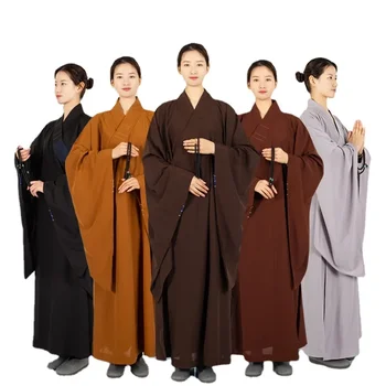 Традиционен Китайски Халат Ленено Монаси Дълга Рокля за Будизма Хайцин Възрастни Облекла за Медитация Дрехи на Будистките монаси