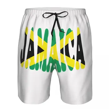 Флаг Ямайка, бързо съхнещи плувни шорти за мъже, бански, мъжки бански, бански, Лято плажно облекло за плуване
